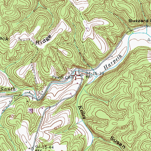 Topographic Map of Pewitt Cemetery, TN