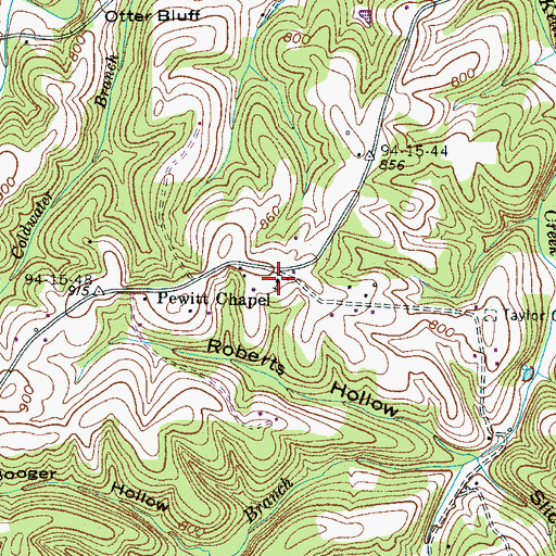 Topographic Map of Pewitt Chapel, TN