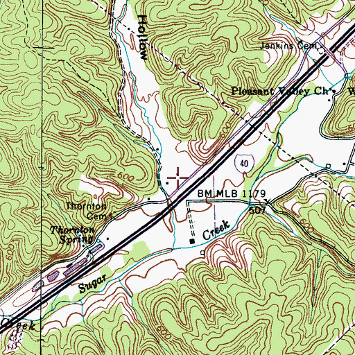 Topographic Map of Pewitt Hollow, TN