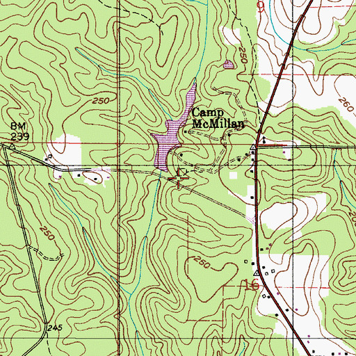 Topographic Map of McMillan Dam, AL