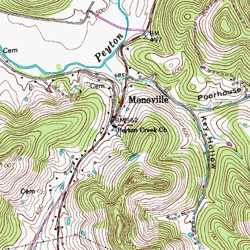 Topographic Map of Peyton Creek Church, TN