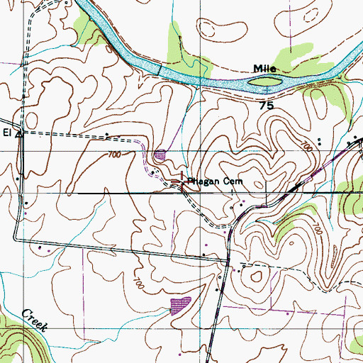 Topographic Map of Phagan Cemetery, TN