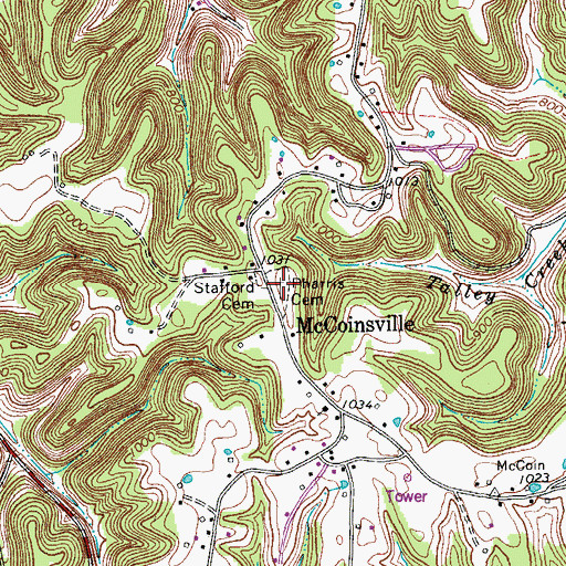 Topographic Map of Pharris Cemetery, TN