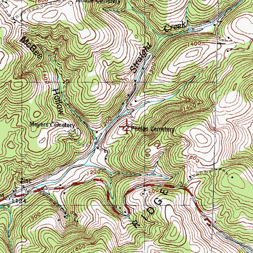 Topographic Map of Phelps Cemetery, TN