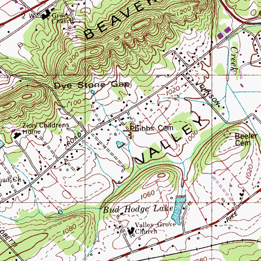 Topographic Map of Phibbs Cemetery, TN