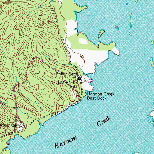 Topographic Map of Phifer Cemetery, TN