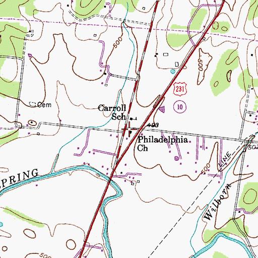 Topographic Map of Philadelphia Church, TN