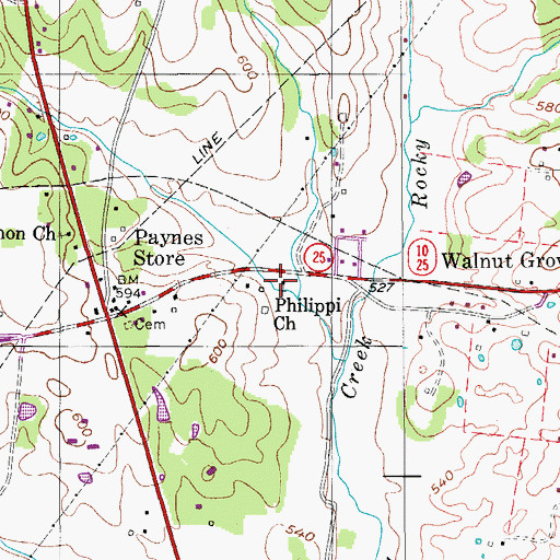 Topographic Map of Philippi Church, TN