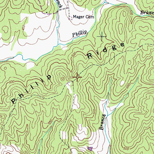 Topographic Map of Phillip Ridge, TN
