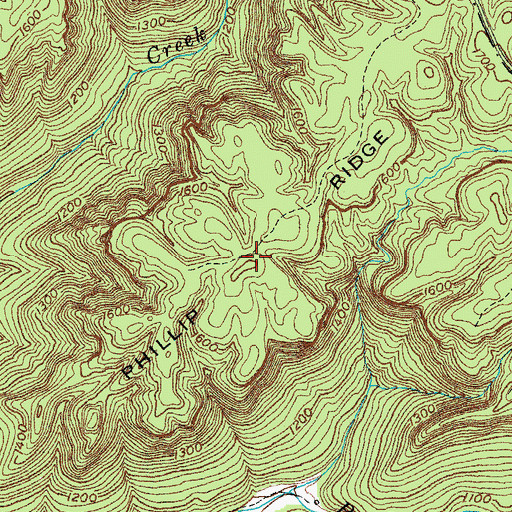 Topographic Map of Phillip Ridge, TN
