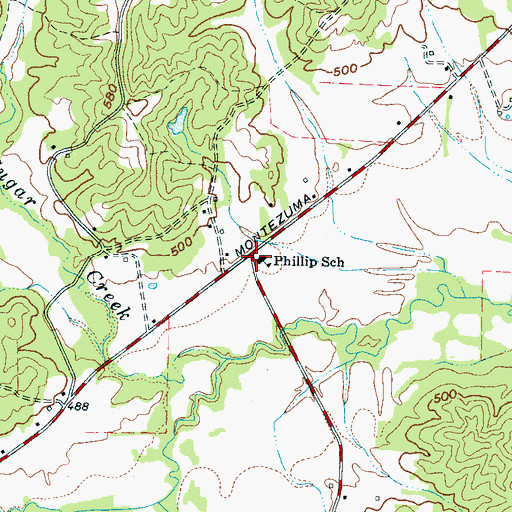 Topographic Map of Phillip School, TN