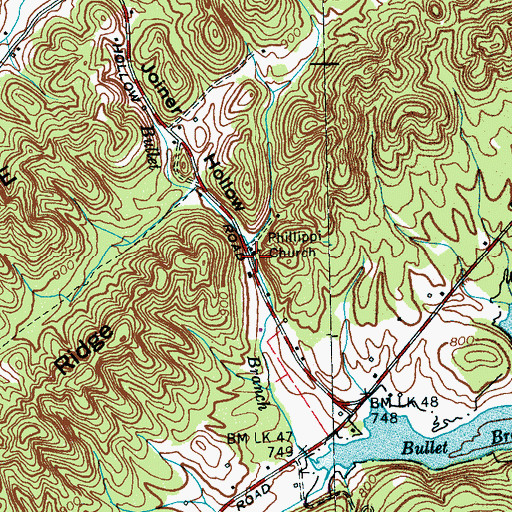 Topographic Map of Phillippi Church, TN