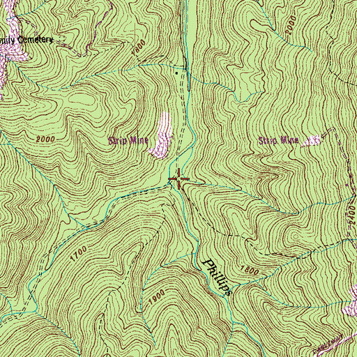 Topographic Map of Phillips Branch, TN