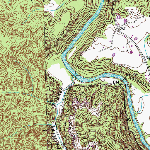 Topographic Map of Phillips Branch, TN