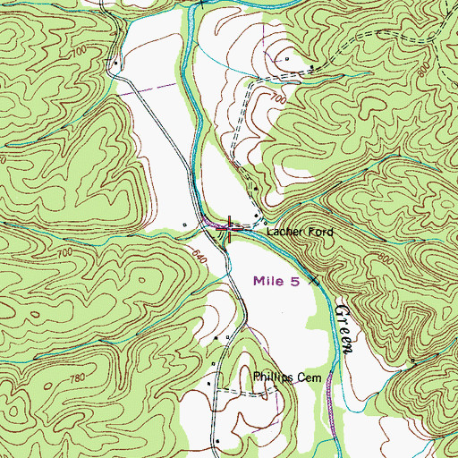 Topographic Map of Phillips Cemetery, TN
