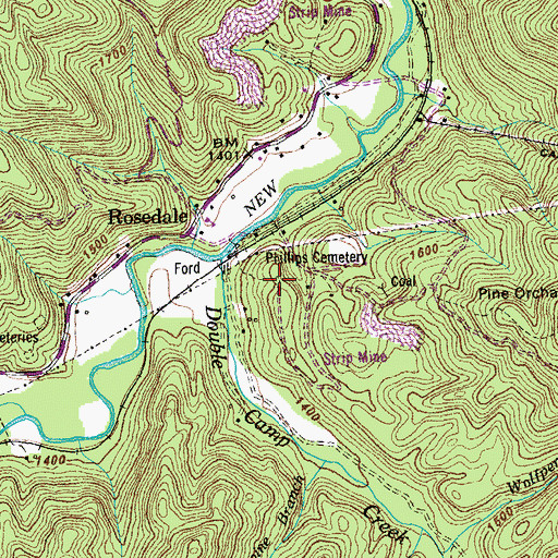 Topographic Map of Phillips Cemetery, TN