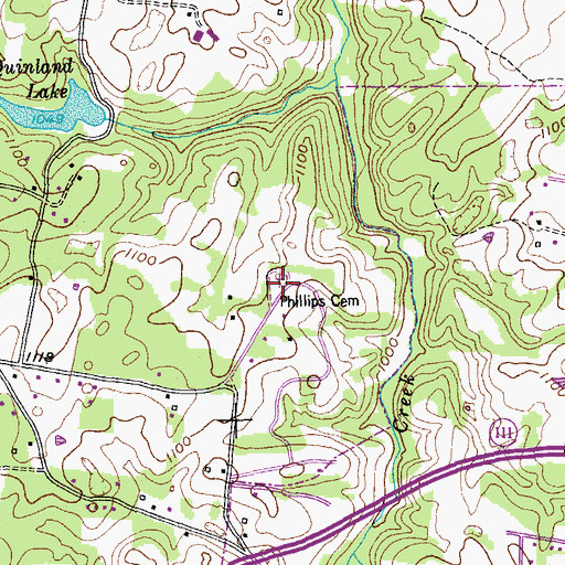 Topographic Map of Phillips Cemetery, TN
