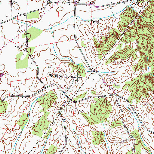 Topographic Map of Phillips Cemetery, TN
