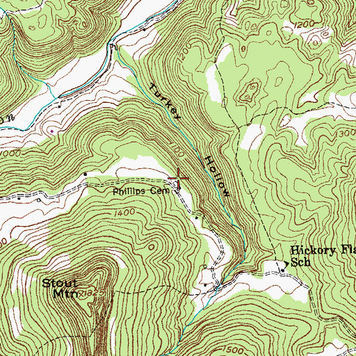 Topographic Map of Phillips Cemetery, TN
