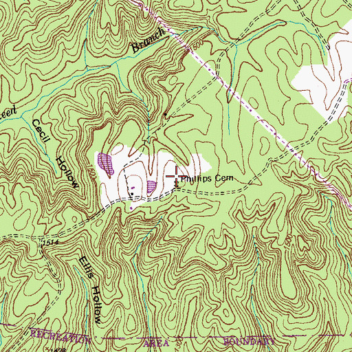 Topographic Map of Phillips Cemetery, TN