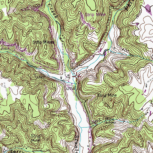 Topographic Map of Phillips Creek, TN
