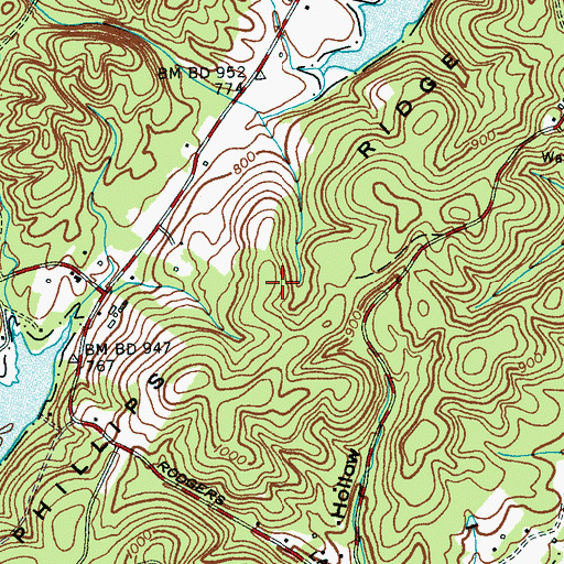 Topographic Map of Phillips Ridge, TN