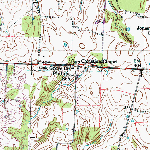 Topographic Map of Phillips School, TN