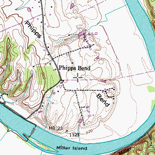Topographic Map of Phipps Bend, TN