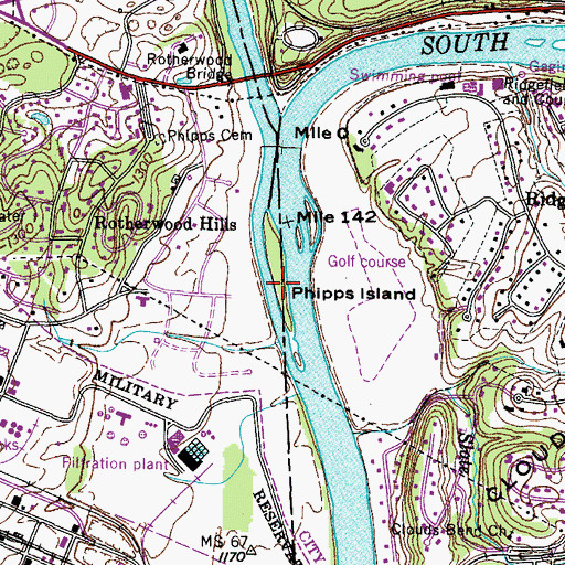 Topographic Map of Phipps Island, TN
