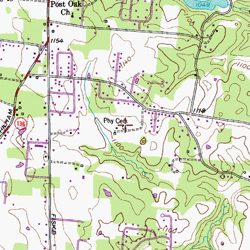 Topographic Map of Phy Cemetery, TN