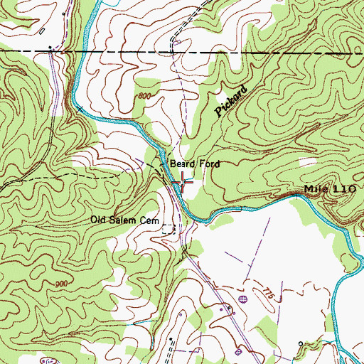 Topographic Map of Pickard Branch, TN
