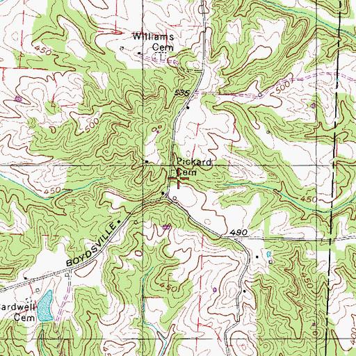 Topographic Map of Pickard Cemetery, TN