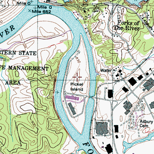 Topographic Map of Pickel Island, TN
