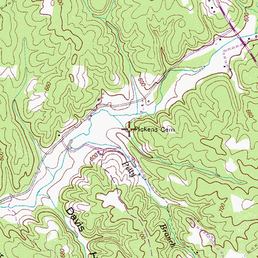 Topographic Map of Pickens Cemetery, TN