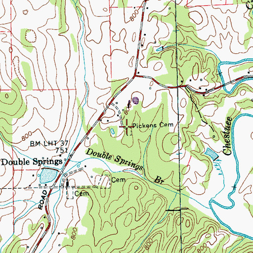Topographic Map of Pickens Cemetery, TN