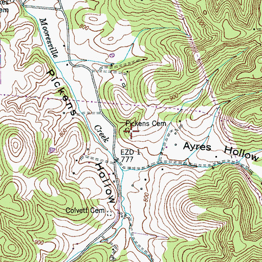 Topographic Map of Pickens Cemetery, TN