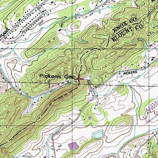 Topographic Map of Pickens Gap, TN