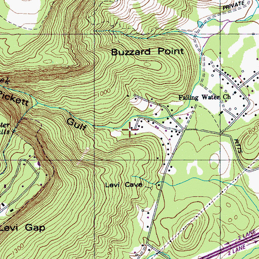 Topographic Map of Pickett Gulf, TN