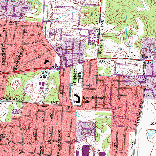 Topographic Map of Pickett Park, TN
