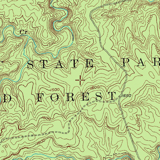 Topographic Map of Pickett State Park and Forest, TN