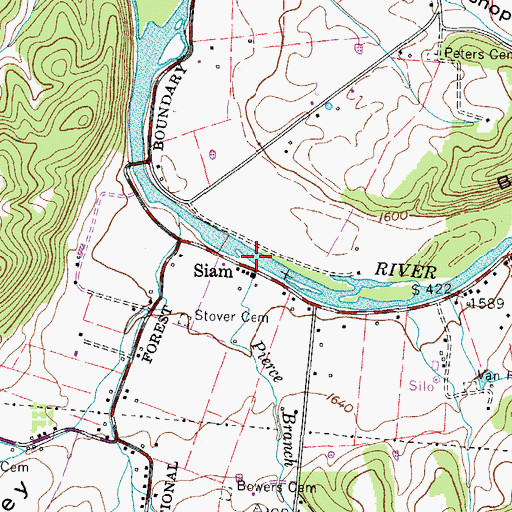 Topographic Map of Pierce Branch, TN