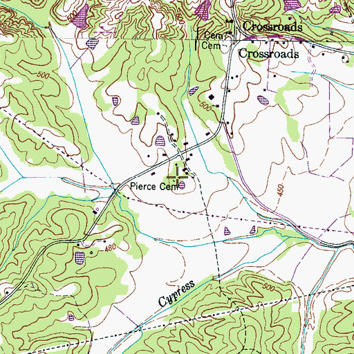 Topographic Map of Pierce Cemetery, TN