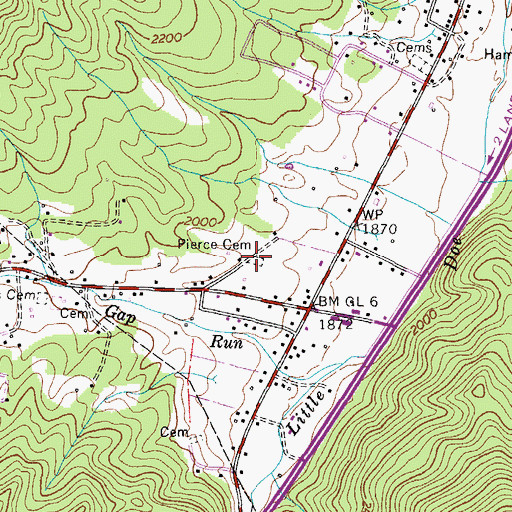 Topographic Map of Pierce Cemetery, TN