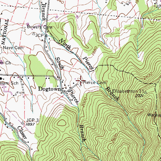 Topographic Map of Pierce Cemetery, TN