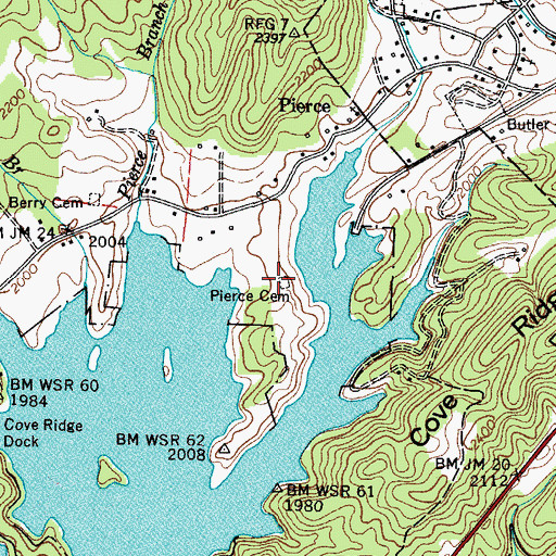 Topographic Map of Pierce Cemetery, TN