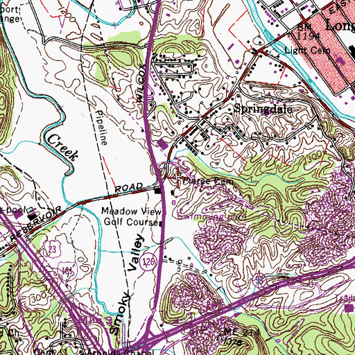 Topographic Map of Pierce Cemetery, TN