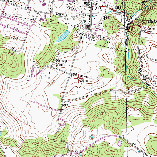 Topographic Map of Pierce Cemetery, TN