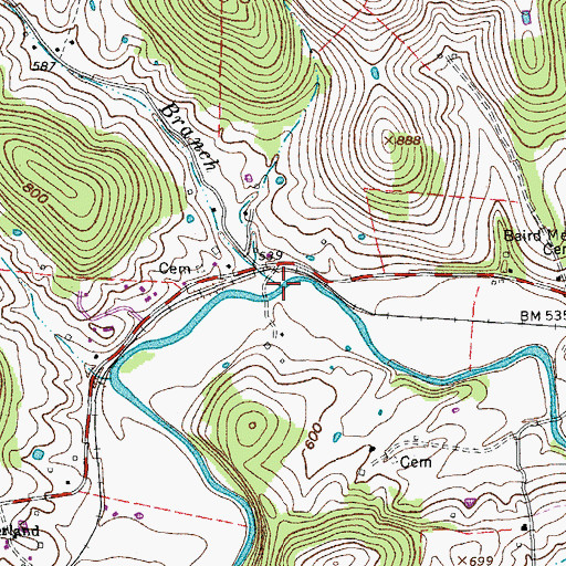 Topographic Map of Pig Branch, TN