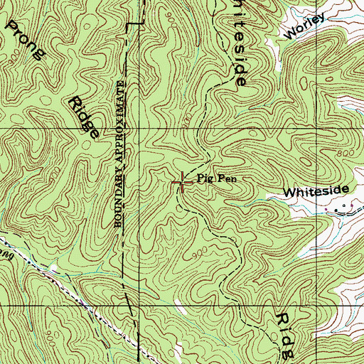 Topographic Map of Pig Pen, TN