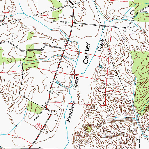 Topographic Map of Pigeon Creek, TN